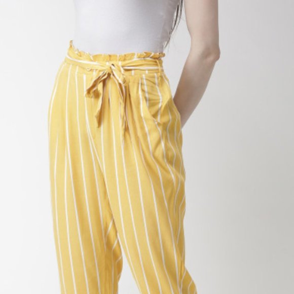 NWT High waisted Paper bag striped pants size L - Picture 4 of 9